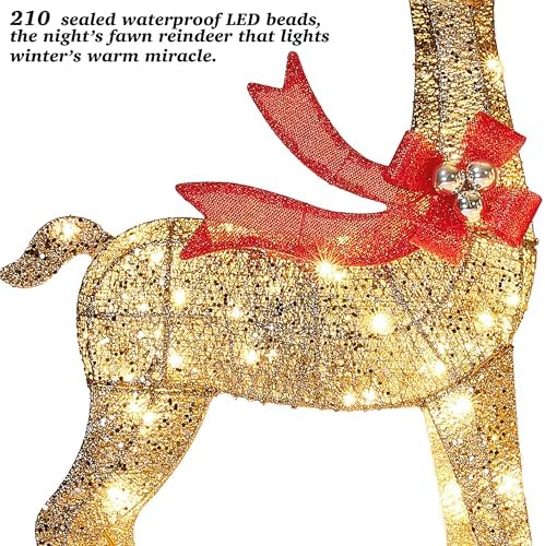 58 inch 3d gold large lighted christmas deer on a desk or shelf