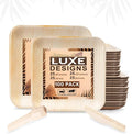 Luxe Designs Palm Leaf Plates - Eco-Friendly Alternative to Bamboo & Plastic - Heavy-Duty Compostable & Biodegradable Party Plates - Microwave & Oven Safe Dinnerware - 50 10"x25 & 8"x25 with Utensils