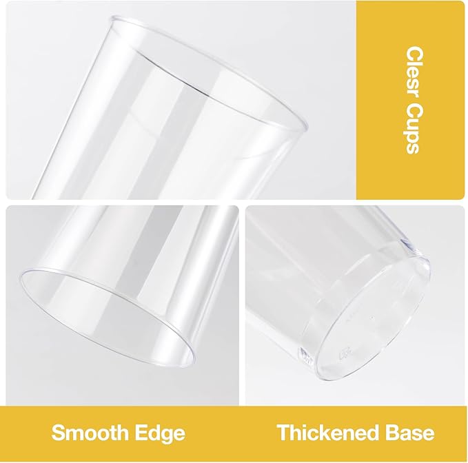 Goodluck 200PCS 12oz Clear Plastic Cups for Party, Disposable Clear Plastic Cups, Cocktail Glasses for Wedding Thanksgiving, Christmas, and Parties