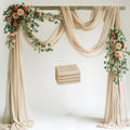 Wedding Arch Draping Fabric 4 Panels 28.7" x 20FT Champagne Sheer Chiffon Backdrop Drapes for Wedding Ceremony Birthday Party Bridal Shower Outdoor Decoration