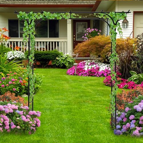 7ft garden arch arbor steel trellis for climbing, side view