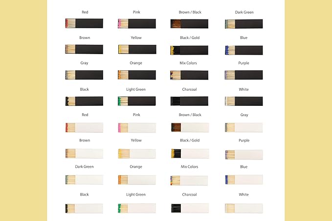Custom Matchboxes - Set of 10 - Personalized - 2" Inch Long - Colorful Matchsticks - Weddings – Wedding Favor - Matchboxes, Custom Matchbox (2" Matchsticks, Wedding Design #4)