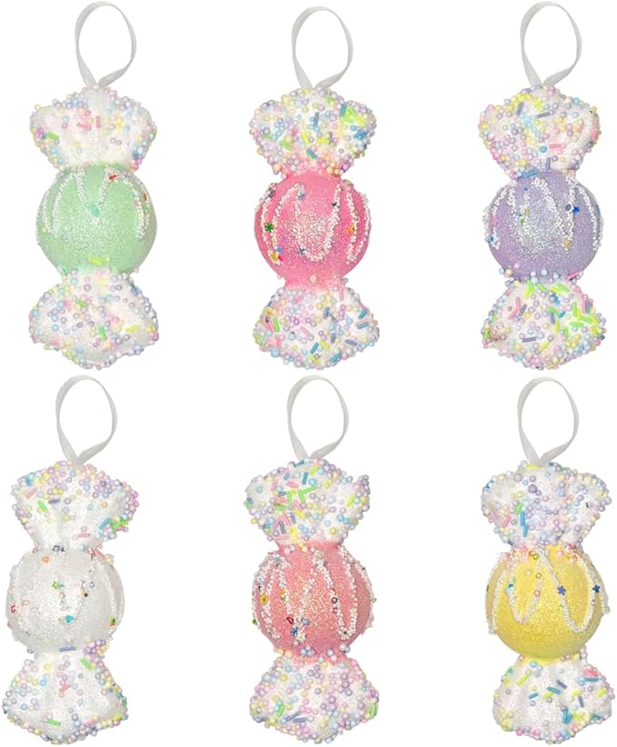 LANGXUN 6pcs Candy Land 2025 Xmas Birthday Party Wedding Suppiles Decoration, Hanging Candy Cane Christmas Tree Décor, Christmas Decorative Hanging Ornaments Crafts
