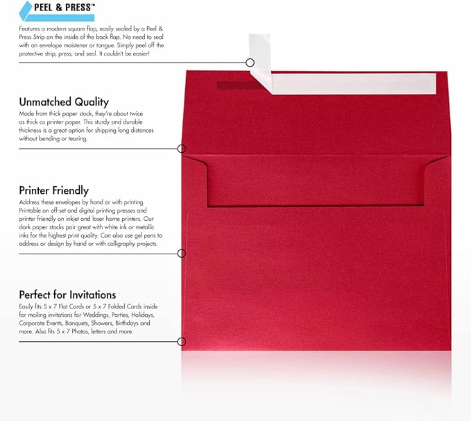 LUXPaper A7 Invitation Envelopes | Peel & Press | 5 1/4" x 7 1/4" | Jupiter Metallic | 80lb. Text | 500 Qty