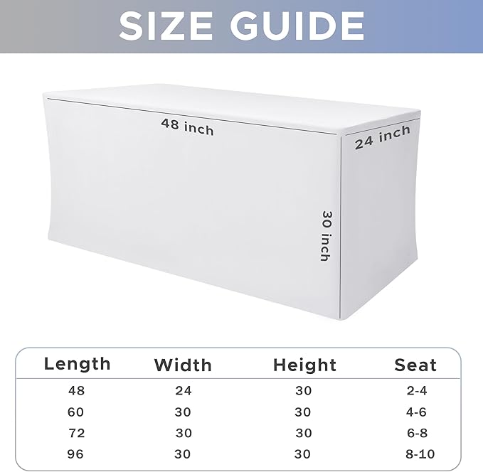 Nasitos Spandex Fitted Table Clothes, 4 Pack - 48 x 24 Inch - White Rectangle Tablecloths for 4 Foot Tables, Fabric Table Cover Protector for Folding Table, Parties, Craft Show, Trade Show