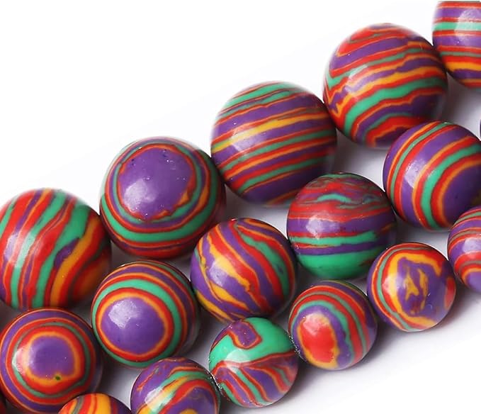 Painted Peacock Turquoise Stone Beads Gemstone Round Crystal Energy Jade Beads Stone Beads for Jewelry Making DIY Bracelet Necklace Jewelry Making 1 Strand 15.5inch 60PCS 6MM
