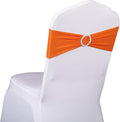 50 Pack Spandex Orange Chair Sashes for Wedding Stretch Chairs Bows Bands with Slider Buckles for Party Birthday Feast Banquet Restaurant Halloween Christmas Events Decorations