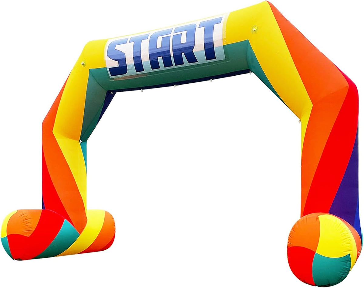 20ft Start Finish Line Inflatable Arch Rainbow with Powerful Blower, Hexagon ...