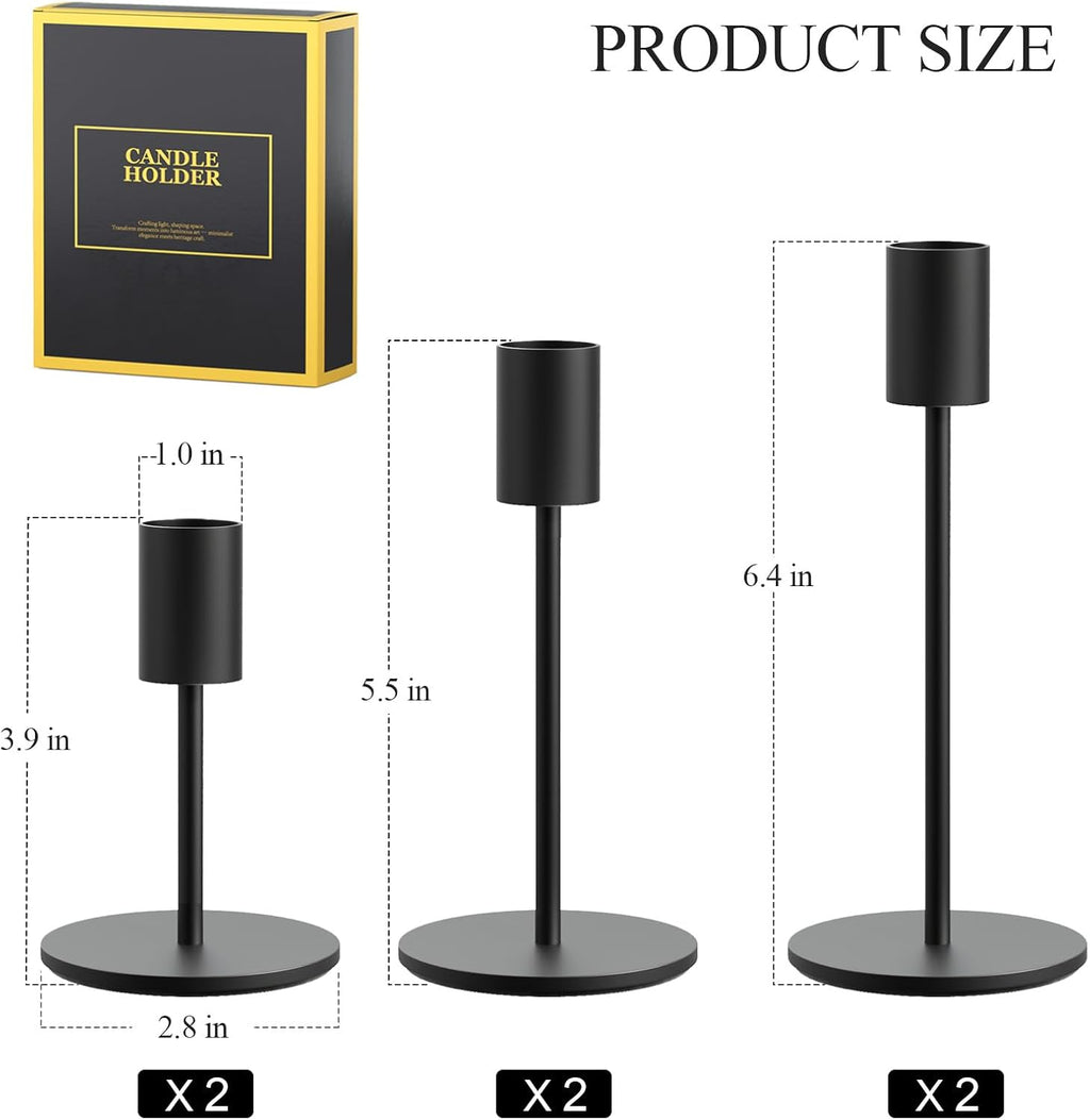 FSyueyun 3 Pcs Black Candle Holders, Elegant Taper Candle Holders, Metal Candlestick Holders for Festive Table Decor, Mantel Centerpiece, Modern Candle Stand for Wedding, Housewarming Gift