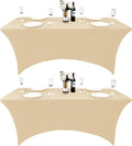 2-Pack 6ft Spandex Table Covers for Rectangle Standard Folding Tables - Wrinkle Resistant Stretch Tablecloths - Ultimate Fitted Table Protector for Parties, Trade Shows, Banquet