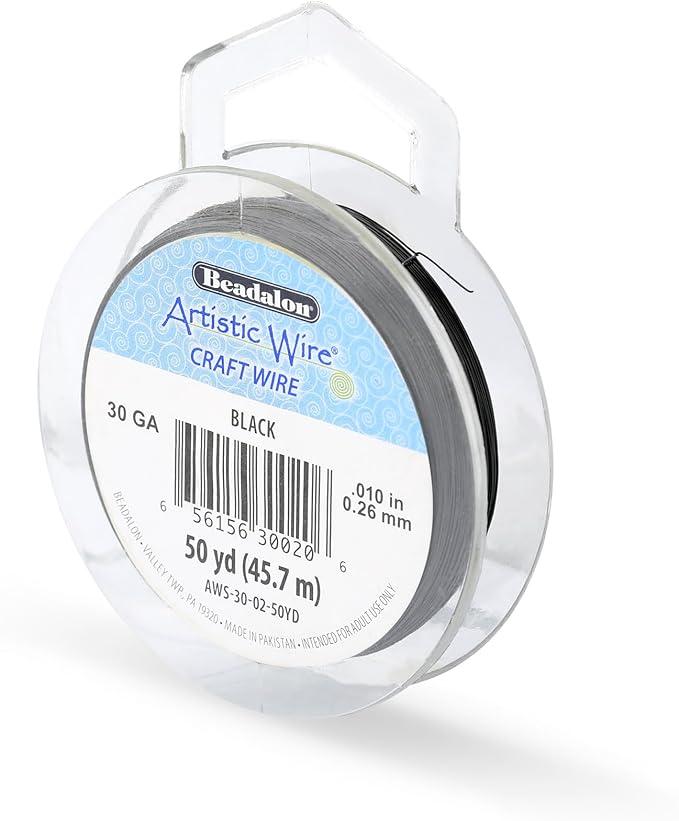 Artistic Wire, 30 Gauge Tarnish Resistant Colored Copper Craft Wire, Black, 50 yd