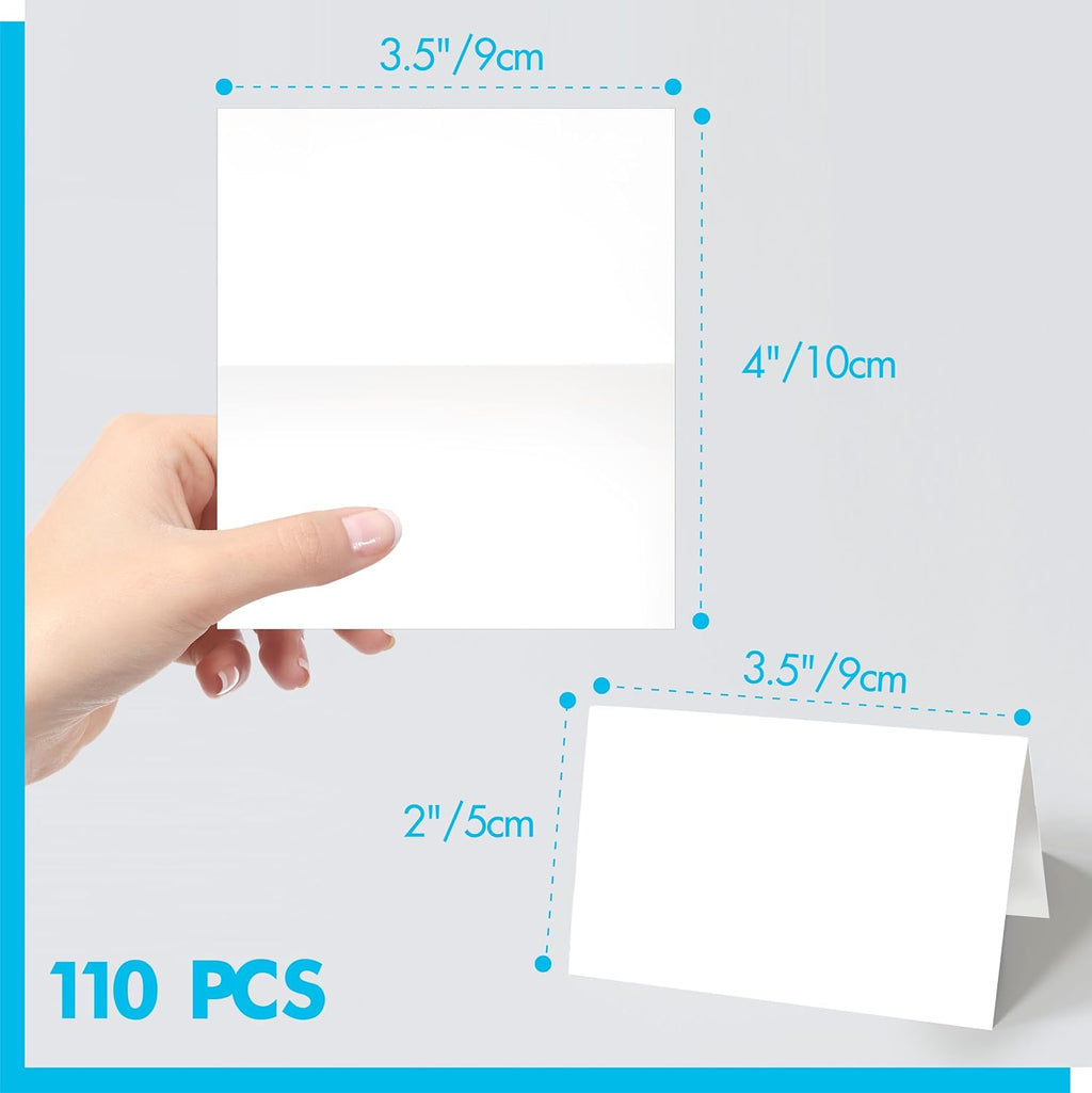 Gethelud 110 PCS Tent Cards, Small Blank Place Cards Delicate Seating Cards Blank Name Cards Escort Cards for Wedding, Table, Dinner Parties, Receptions (Each Measures 2” x 3.5”)