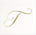 Gift Boutique 100 Gold Monogram Cocktail Napkins Letter T Disposable Paper Pack Elegant Metallic Golden Foil Hand Napkin for Powder Room Wedding Holiday Birthday Party Baby Shower Decorative Towels