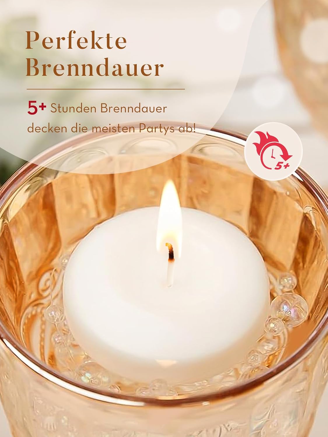Ashlux White Floating Candles 2 inch, 24 Pack Floating Candles 5-6 Hours Long Burning, Unscented Floating Candle for Centerpieces, Wedding, Christmas Lights, Romantic Night for Her/Him Set