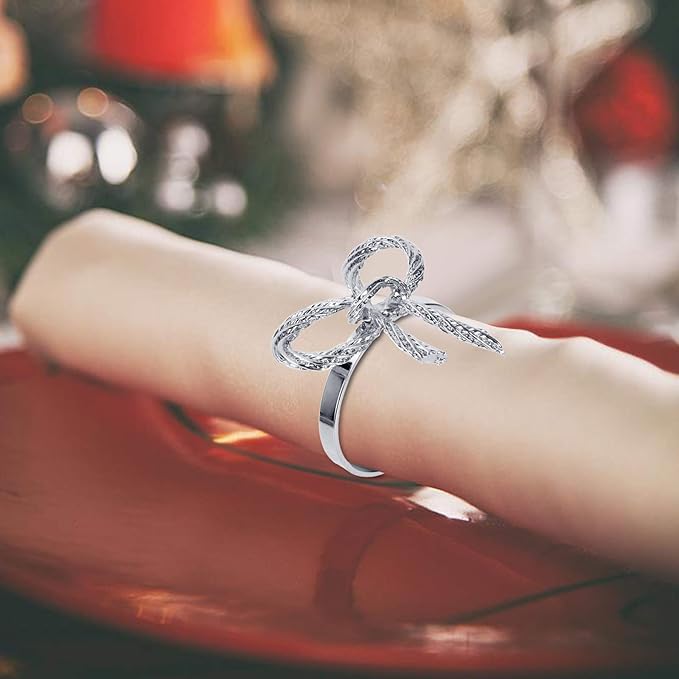 Pack of 18 Napkin Rings Alloy Hollow Out Flower Napkin Holder Dinning Table Napkin Ring for Dinner Parties Wedding Banquet Table Setting Family Gatherings Table Decor（Silver，18）