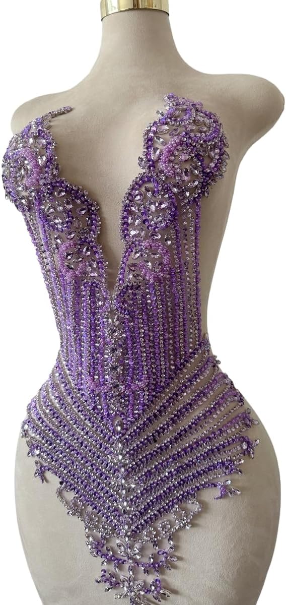 Handmade Stones Beads Bling Bright Crystal Patches Sew on Rhinestones Bodice ...
