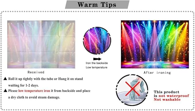 LTLYH 8x6ft Fabric Disco Rainbow Stage 70s 80s 90s Backdrop Vintage Lights Photography Background Rock Music Club Neon Glow Party Decorations Photo Banner 312