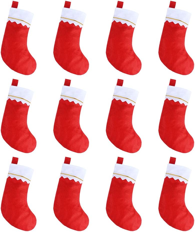 CCINEE 12pcs Red Felt Christmas Stockings 15" Party Favors Stockings for Xmas Decoration