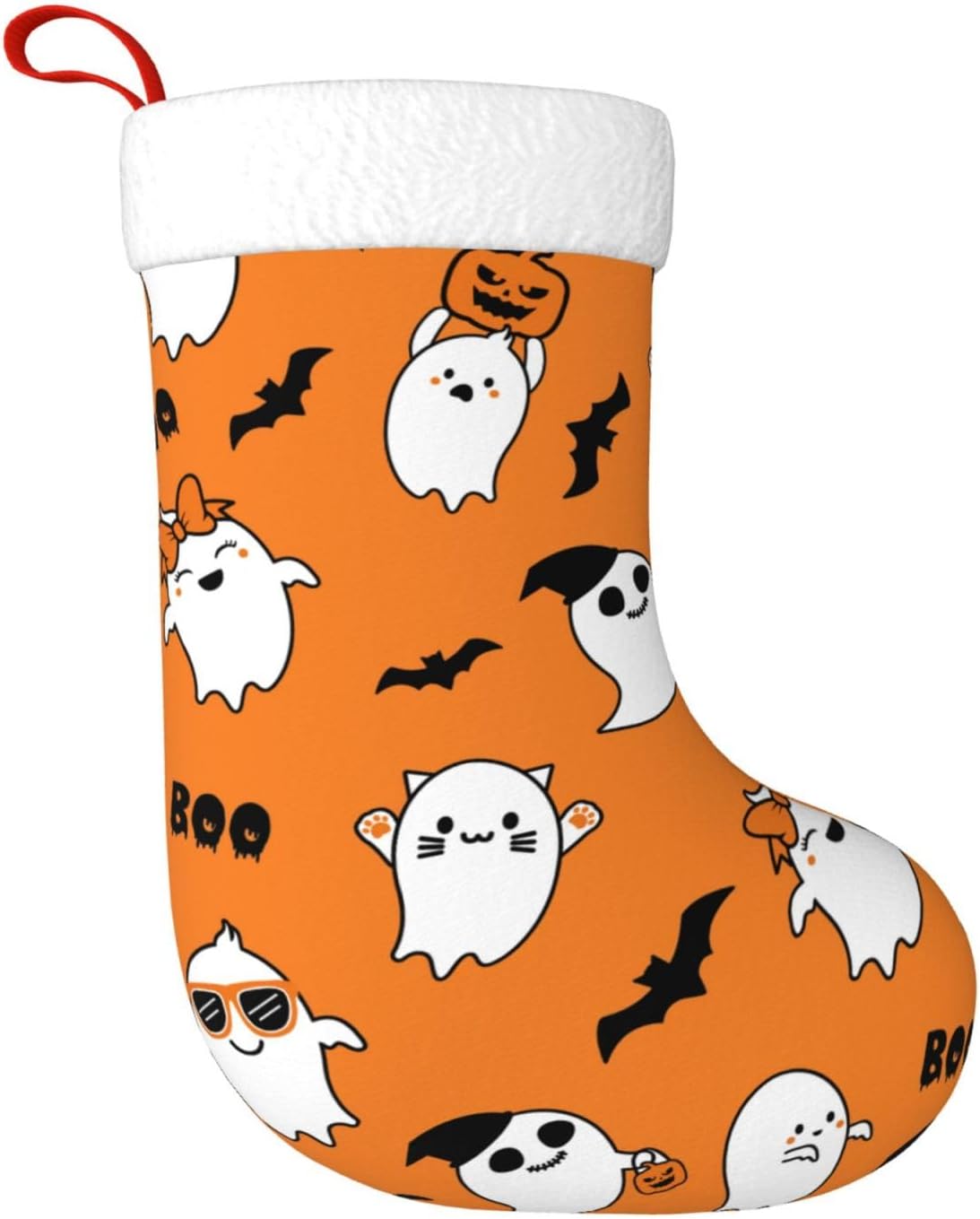 Halloween Ghost Christmas Stockings Hanging Decoration Stockings | 17.7 Inch Xmas Stockings for Fireplace Family Party Holiday Decor 1PCS
