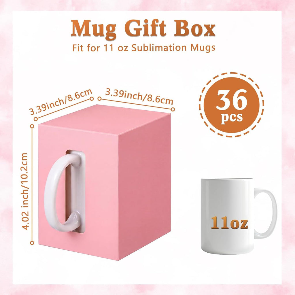 Harloon 36 Pack Mug Boxes for Gifts Transparent Packaging Box for Shipping 11oz Blanks Sublimation Ceramic Coffee Mugs Wine Glass Wrapping Holder Candle Gift (Pink)