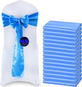 MDS Pack of 200 PCS Satin Chair Sashes Charmeuse Sateen Dining Chair Bows Ribbon Ties Back Sash for Wedding Party Birthday Home Hotel Restaurant Banquet Decoration (7 x 108 Inch, Blue)