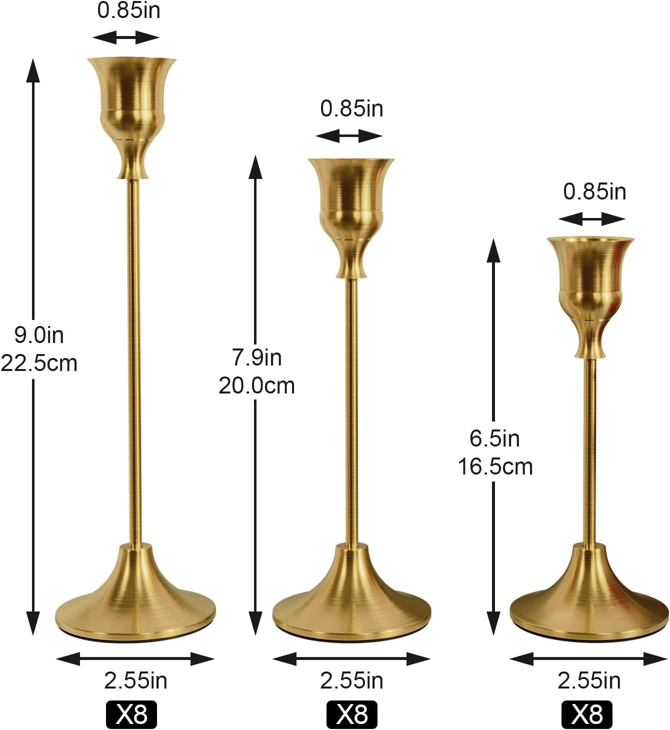 NLBTW Taper Candle Holders Bulk, Set of 24 Brass Gold Vintage Candle Sticks Holder Decor Home Decor Centerpieces for Table Festive Wedding Decorations