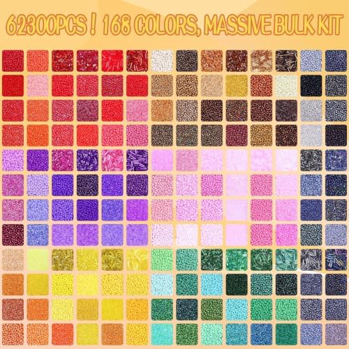 songin seed beads kit with bugle beads, 7 shown in use