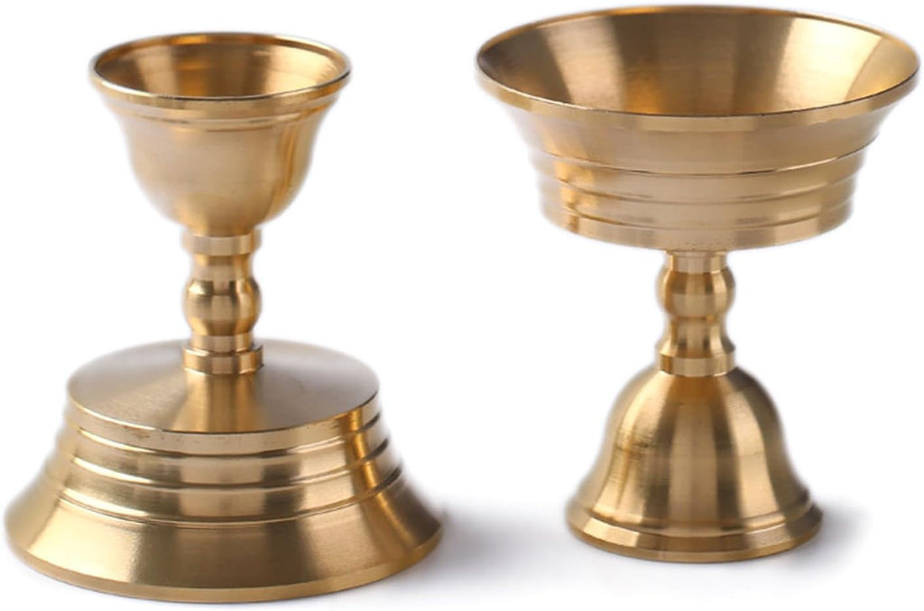 Brass Candlestick for Buddhist Temples Butter Lamp Holder Golden Tealight Stand for Altars Decors Candleholder Thickened Candlestick Decors