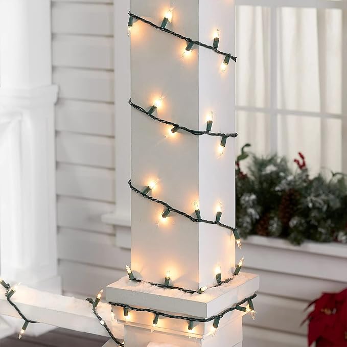 Christmas Lights for Tree 20Ft 100 Count Mini Lights Green Wire Christmas Tree Lights Waterproof Incandescent Bulb for Indoor Outdoor Xmas Holiday Wedding Home Party Decorations Clear