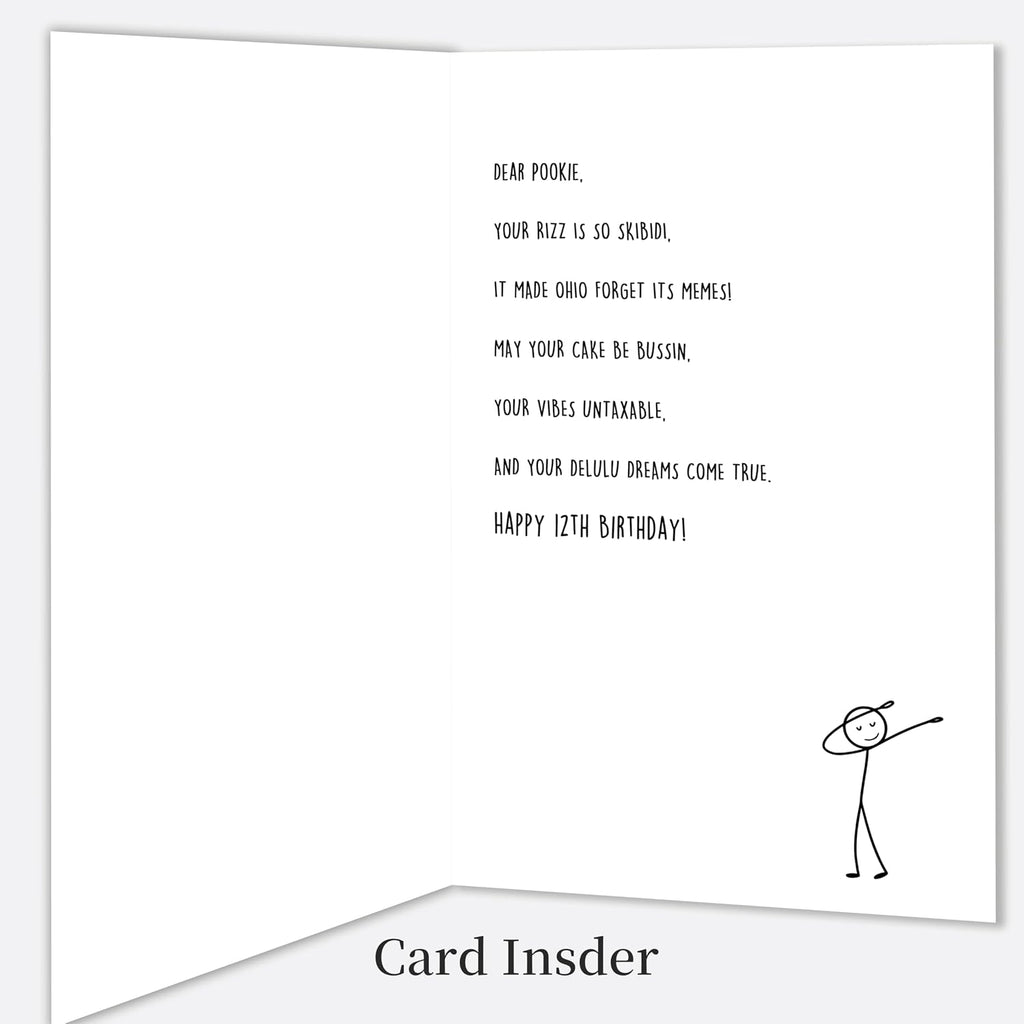 12th Birthday Card,12 Year Old Birthday Gifts & Decorations for Boys Girls Son Daughter Nephew Niece,Funny 12th Birthday Card for Him Her with Gen Z Teenagers Slang Meme-Inspired Design