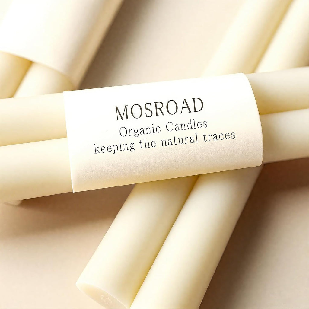 Beeswax Taper Candles White, 9 Inch Natural Beeswax Long Candle Sticks, 10 Hours Burn Time, Smokeless & Dripless Tall Taper Candle for Table Decor, Unscented Bee Wax Tapered Candles (8 Packs)
