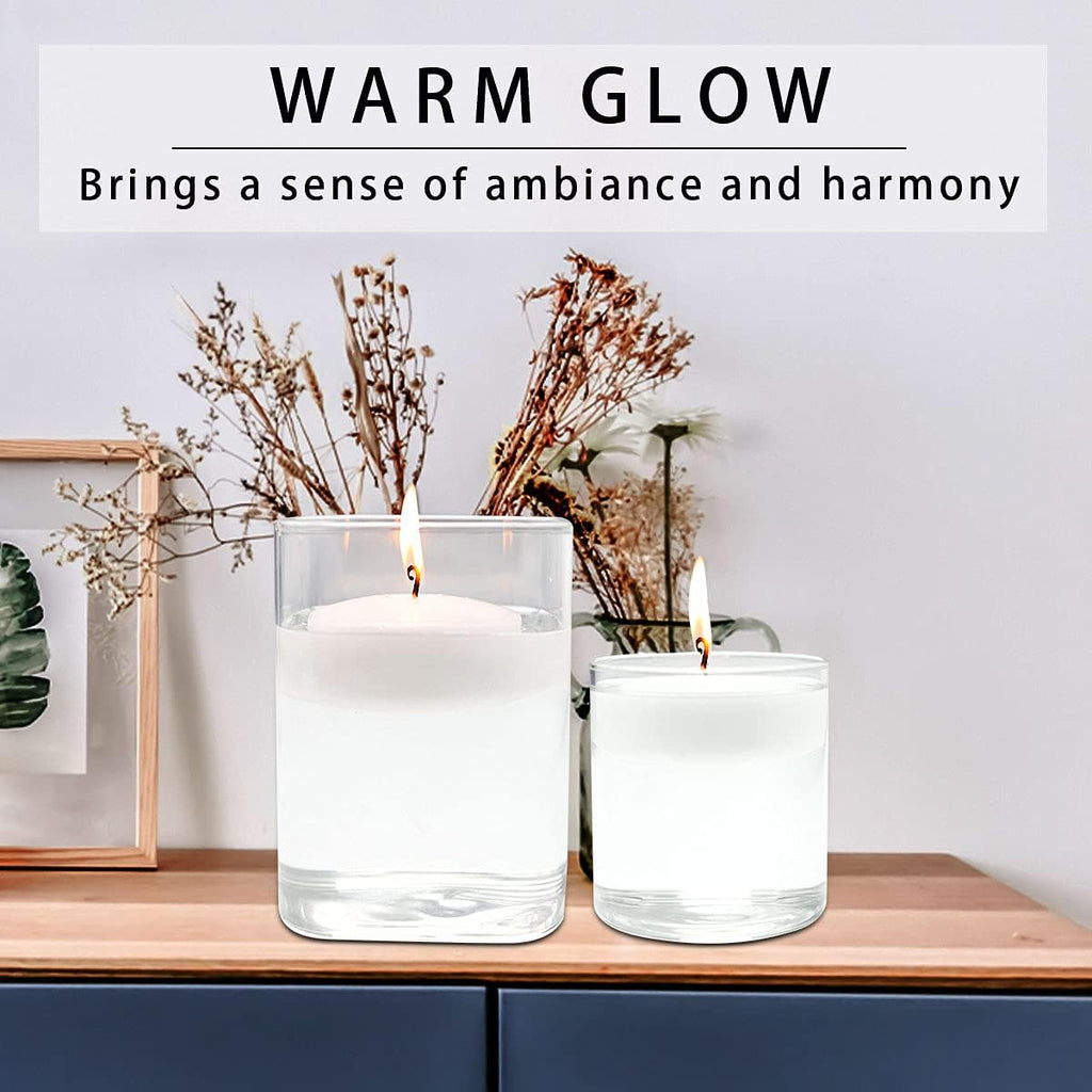 10 Hour Floating Candles, 3” White Unscented Dripless Wax Discs, for Cylinder Vases, Centerpieces at Wedding, Party, Pool, Holiday (36 Set)