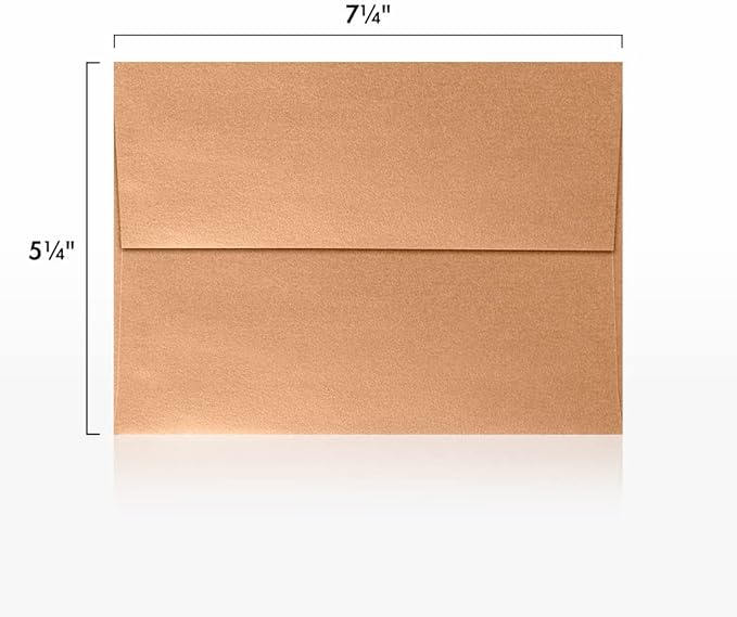 LUXPaper A7 Invitation Envelopes | Peel & Press | 5 1/4" x 7 1/4" | Copper Metallic | 80lb. Text | 250 Qty