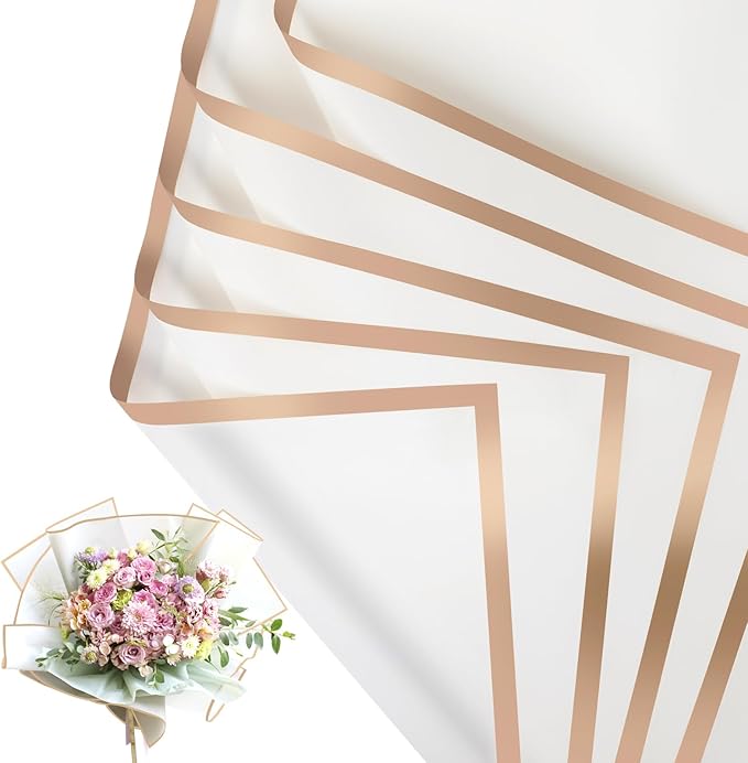 NESCCI 20 Sheet Flower Wrapping Paper - Waterproof Floral Bouquet Wrapping Paper, Florist Supplies Packaging Paper for Wedding Birthday Gift DIY (White)