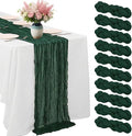 10 Pack Blackish Green Cheesecloth Table Runner -21*120Inch Long Boho Wedding Table Decor, Rustic Gauze Fabric Runner for Bridal Showers, Baby Showers & Parties (Sheer, Lightweight, Wrinkled Design)