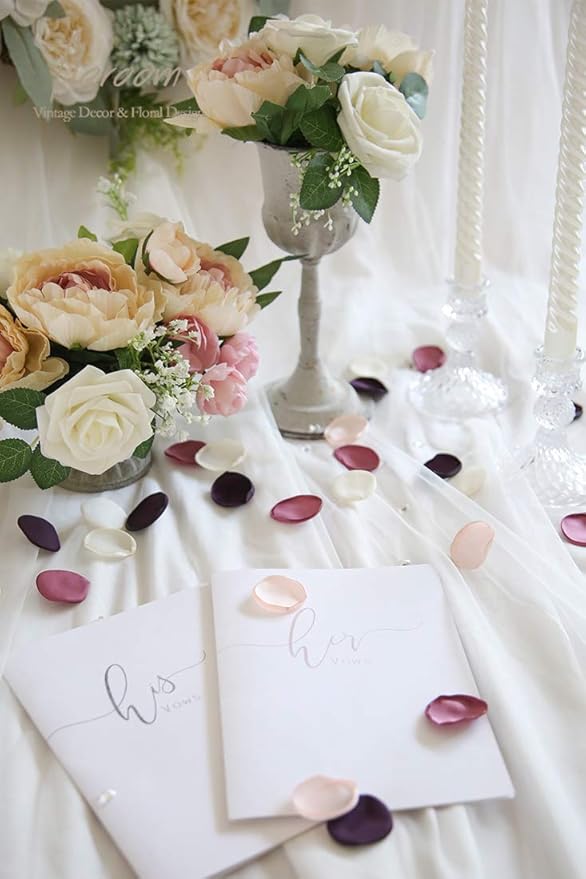 Floroom 300pcs Rose Petals Plum Fake Faux Silk Flower Petals for Wedding Flower Girl Basket Aisle Runner Scatter Dinner Table Centerpieces Party Confetti Bridal Shower Romantic Night Favors Decoration