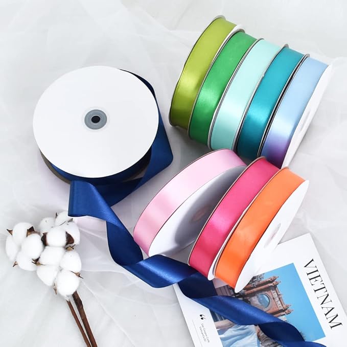 TONIFUL 1 Inch x 100yds Sky Blue Satin Ribbon, Thin Solid Color Satin Ribbon for Gift Wrapping, Crafts, Hair Bows Making, Wedding Party Decoration, Invitation Cards, Floral Bouquets