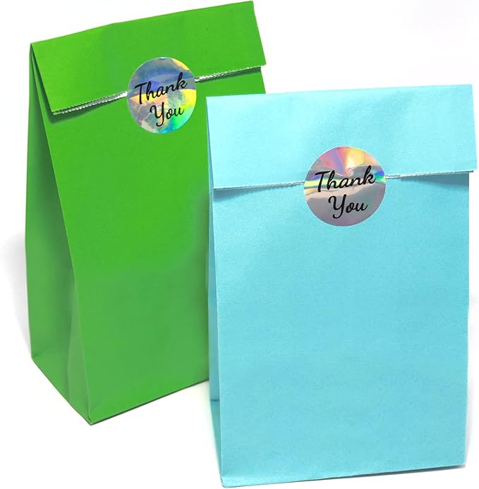 Oletx 30-Pack Blue Party Favor Paper Bags, 9'' Wrapped Treat Goodie Candy Paper Lunch Bags for Birthday Party, Babyshower, School Activitities