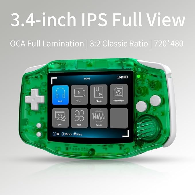 RG34XX Retro Handheld Game Consoles RG34XX Classic Retro Gaming Console 32+64G Card Preloaded Games 5000+ rg34xx Portable Gaming Console Linux 64-bit 3500mAh Battery WiFi Bluetooth HD and TV Output Green