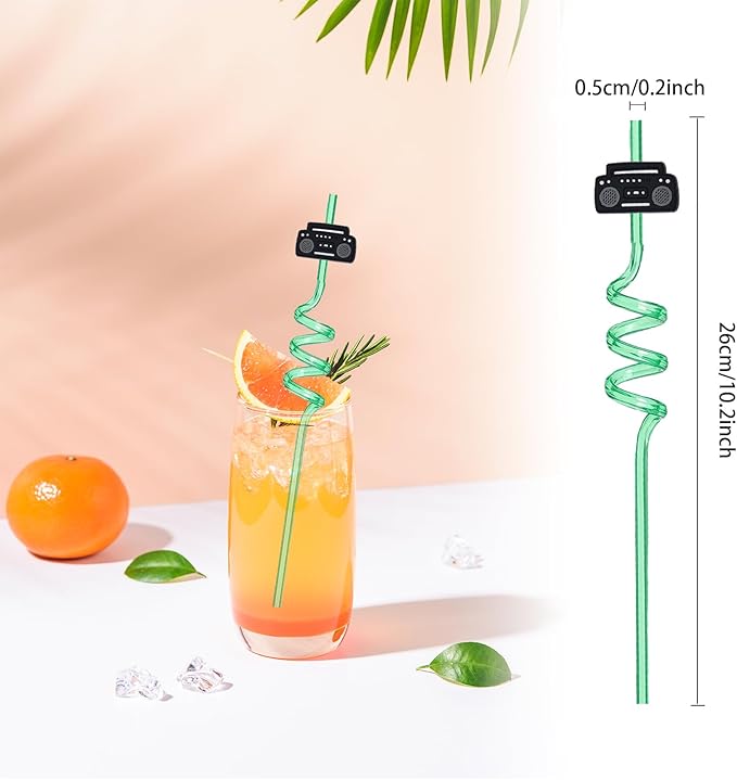 24 Pcs Movie Night Party Plastic Straws Movie Theme Party Supplies Projectors Cinema Ticket Popcorn Drinking Straws for Kids Teens Adults Birthday Party Favors Decorations