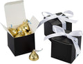 AWELL Black Gift Candy Box Bulk 2x2x2 inches with White Ribbon Party Favor Box,Pack of 50