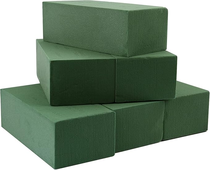 KIMOBER Wet Floral Foam Bricks,Large 9''Lx4''Wx3''H Green Foam Blocks for Flower Arrangement, Wedding,Party Decoration, Pack of 6