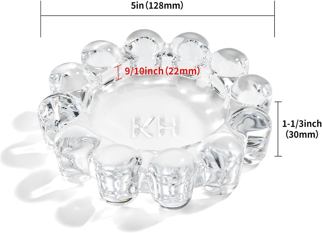 khtumeware Chic Clear Bubble Glass Candle Dish – Modern Clear Glass Candle Holder for Tealights & Diffusers, Decorative Tray for Home & Tabletop Decor（1 Pack）