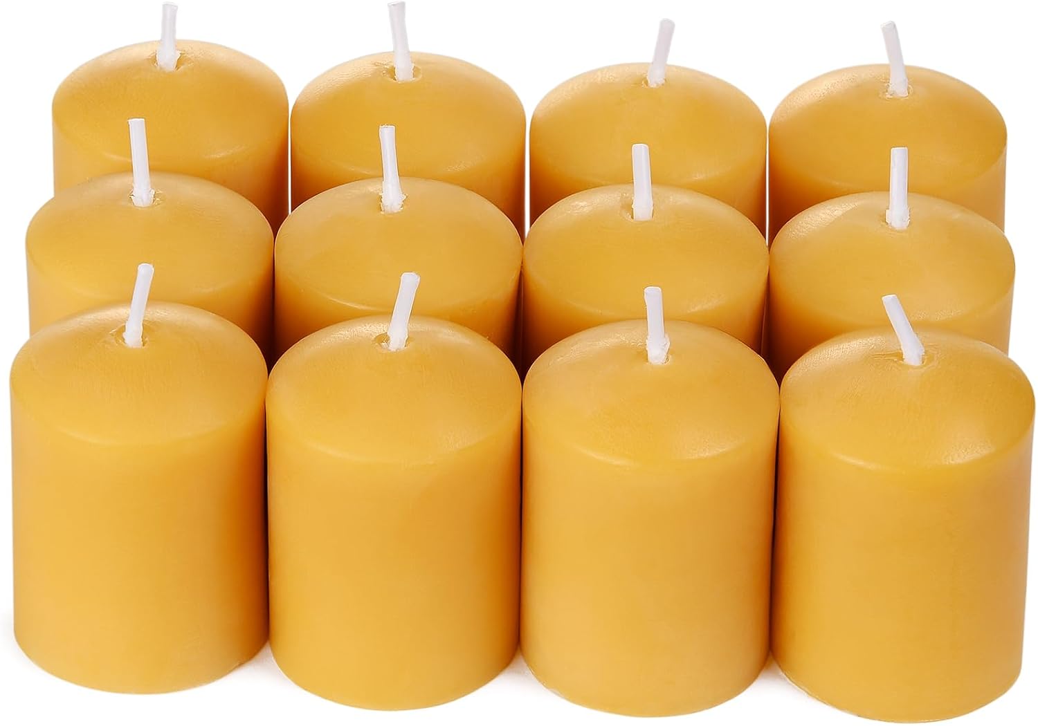 Beeswax Votive Candles-12 Pack Natural Small Votives Set for Home Room Decor Party Wedding Spa Gift