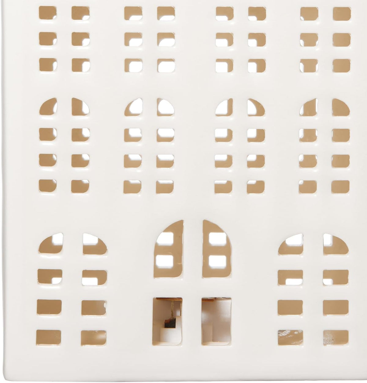dn deconation light up christmas village house, white on a desk or shelf