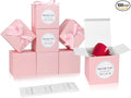 COTOPHER Small Gift Boxes 100 Pack 4x4x4 inches Pink Gift Boxes with Lids for Gifts, Crafting, Wedding Party Favor, Cupcake Boxes, Candy, Bridesmaids Proposal Box with Ribbons and Stickers (Pink, 100
