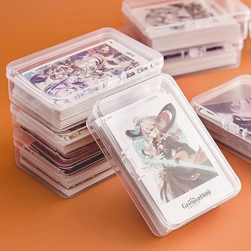New Transparent Plastic Storage Box Photocards Small Card Storage Box Desk Organizer Box Classification Box Stationery