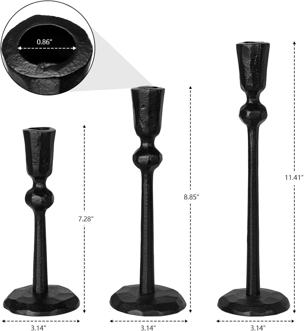 Iron Taper Candle Holder - Set of 3 Decorative Candle Stand