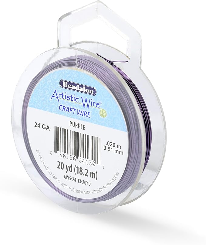 Artistic Wire, 24 Gauge Tarnish Resistant Colored Copper Craft Wire, Purple, 20 yd