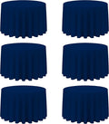 BRILLMAX 6 Pack Navy Blue Round Tablecloths 108 Inch - Circle Bulk Linen Polyester Fabric Washable Table Cloth Cover for Wedding Reception Banquet Birthday Party Buffet Restaurant